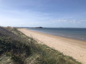 Yellowcraigs beach bathed in sunshine